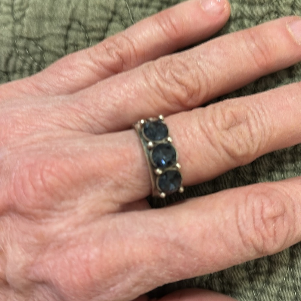 Elegant Silver Ring with deep blue stones